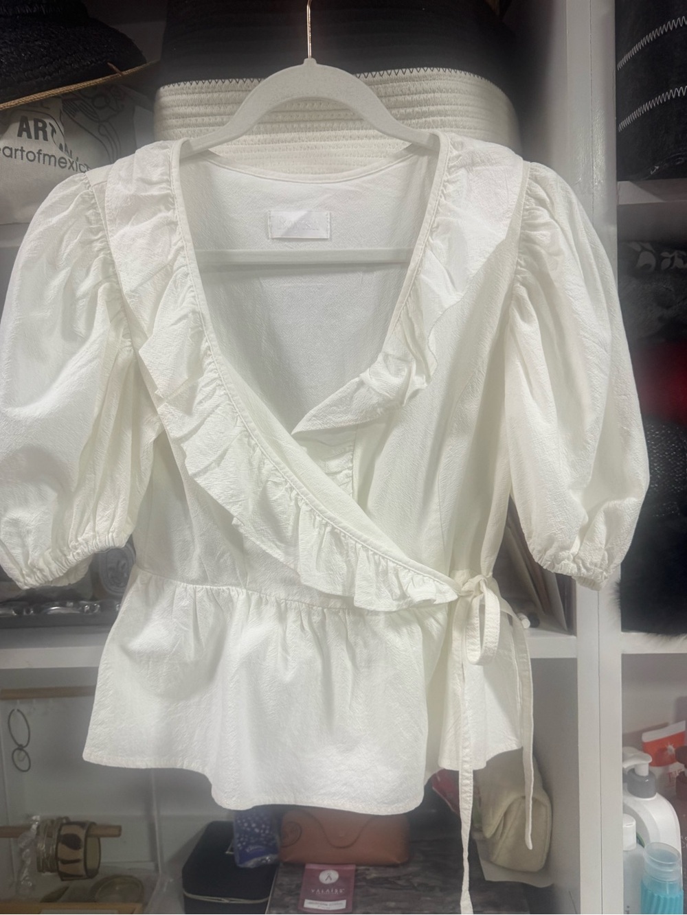 ✨ Boyish By Her “The Romeo” white Wrap Ruffle Top Size Small NWT Style - Picture 3 of 5
